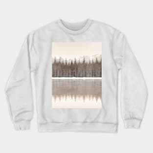 Abstract boho chic scandinavian art minimalist lake beige forest trees Crewneck Sweatshirt